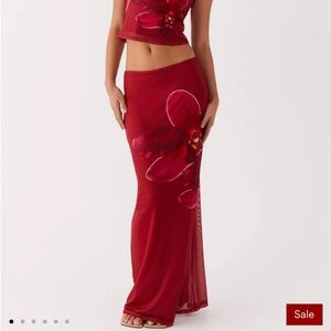 Waiting For Dawn Mesh Maxi Skirt - Rosa